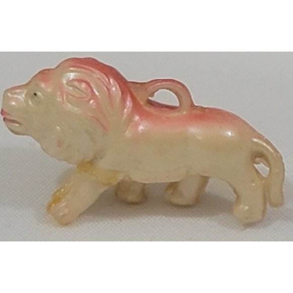 5 celluloid plastic animal toy CHARMS prizes lion giraffe penguin parrot goat - Picture 10 of 12